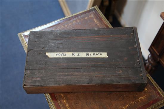 A Louis XIV boullework occasional table, W.1ft 7.5in D.1ft 2in. H. 2ft 3in.